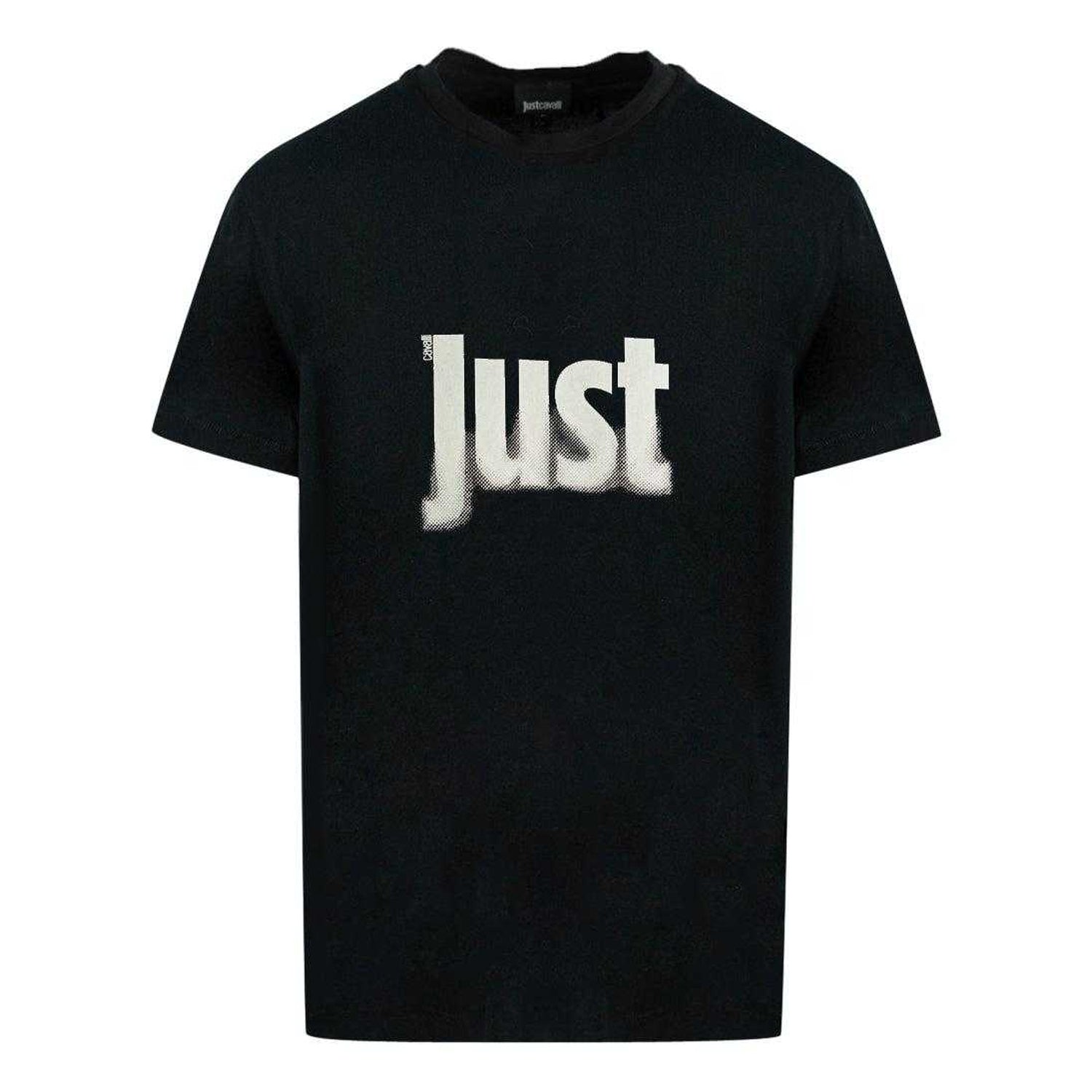 Black - Front - Just Cavalli Mens Faded Logo T-Shirt