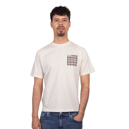 Optical White - Side - Aquascutum Mens Checked Chest Pocket Active T-Shirt