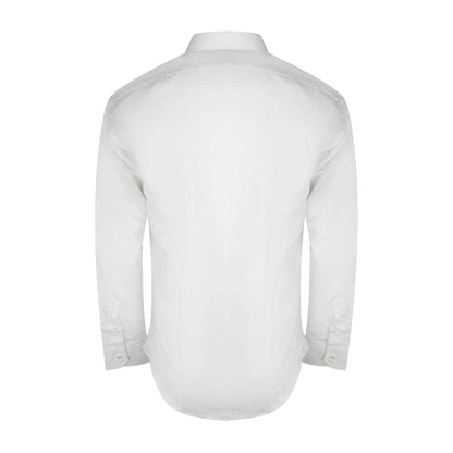 White - Back - Aquascutum Mens Plain Branded Long-Sleeved Shirt