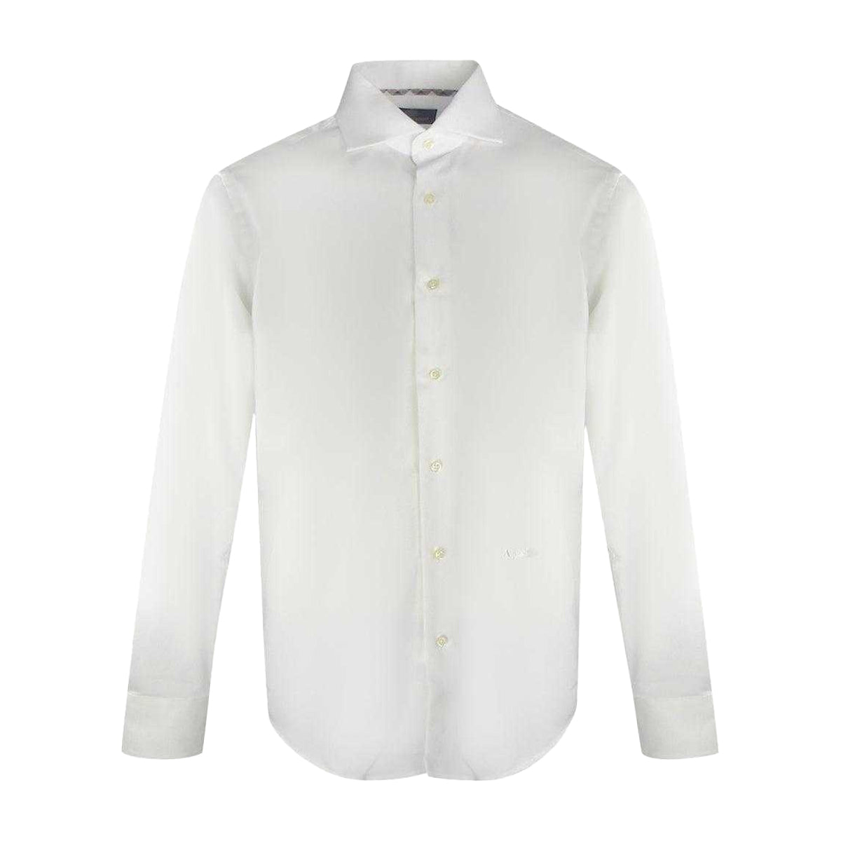 White - Front - Aquascutum Mens Plain Branded Long-Sleeved Shirt