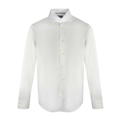 White - Front - Aquascutum Mens Plain Branded Long-Sleeved Shirt