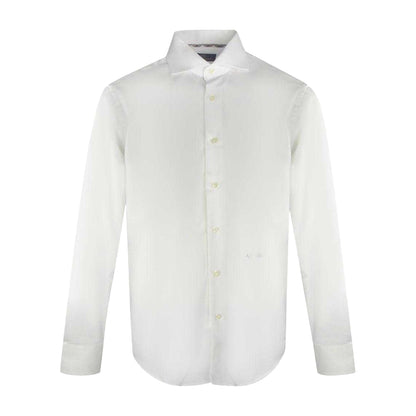 White - Front - Aquascutum Mens Embroidered Logo Long-Sleeved Shirt