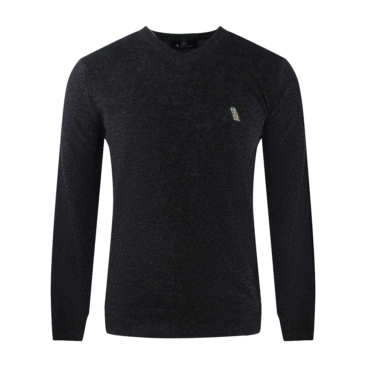 Dark Grey - Front - Aquascutum Mens Logo Jumper