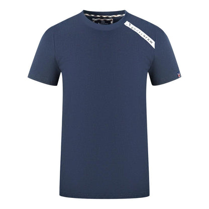 Navy Blue - Front - Aquascutum Mens Logo Branded Shoulder T-Shirt