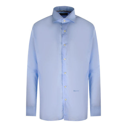 Blue - Front - Aquascutum Mens Plain Logo Long-Sleeved Shirt