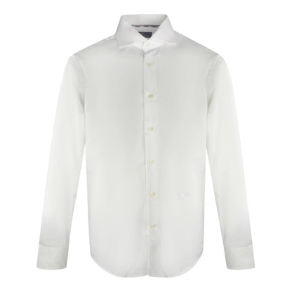 White - Front - Aquascutum Mens Plain Logo Long-Sleeved Shirt