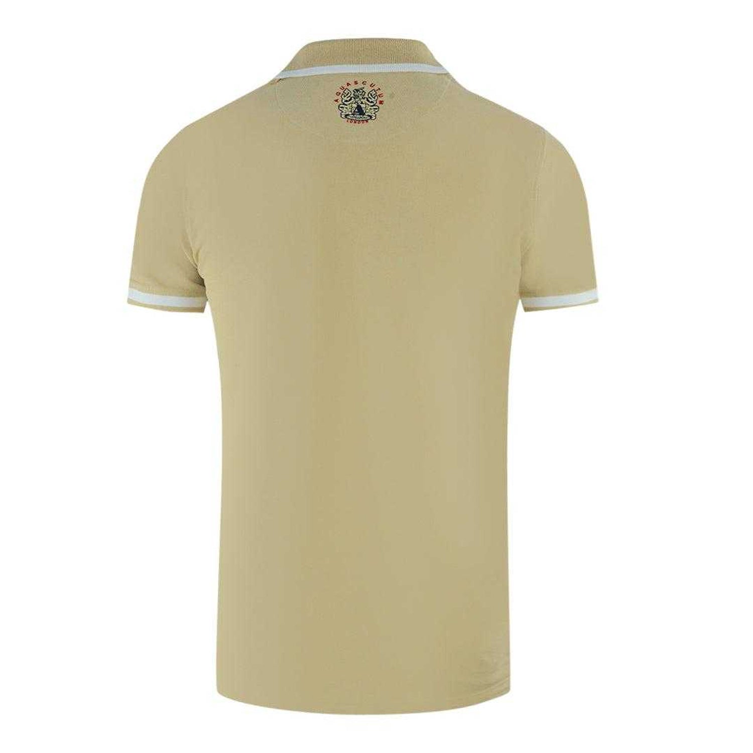 Beige - Back - Aquascutum Unisex Adult Embossed Tipped Polo Shirt