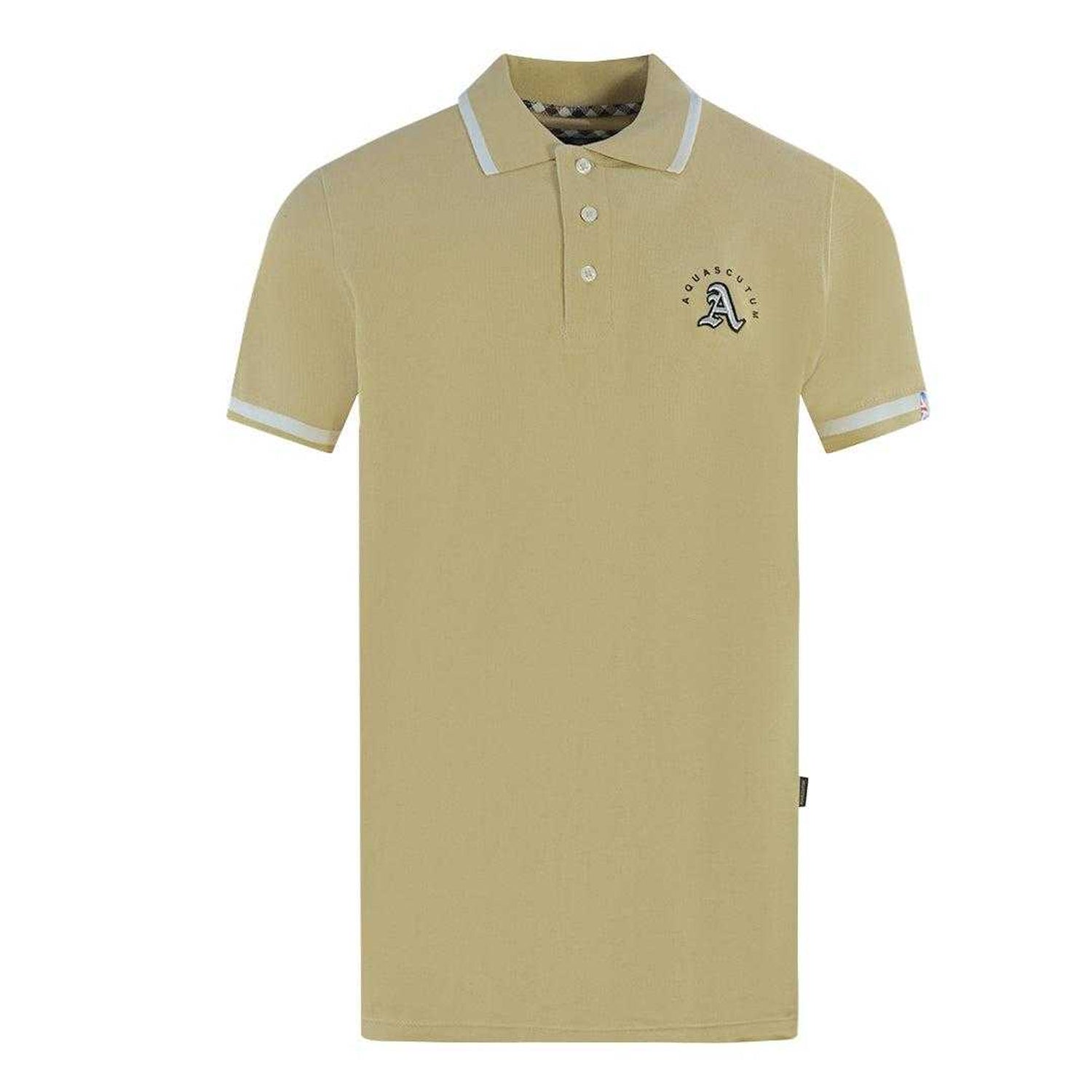 Beige - Front - Aquascutum Unisex Adult Embossed Tipped Polo Shirt