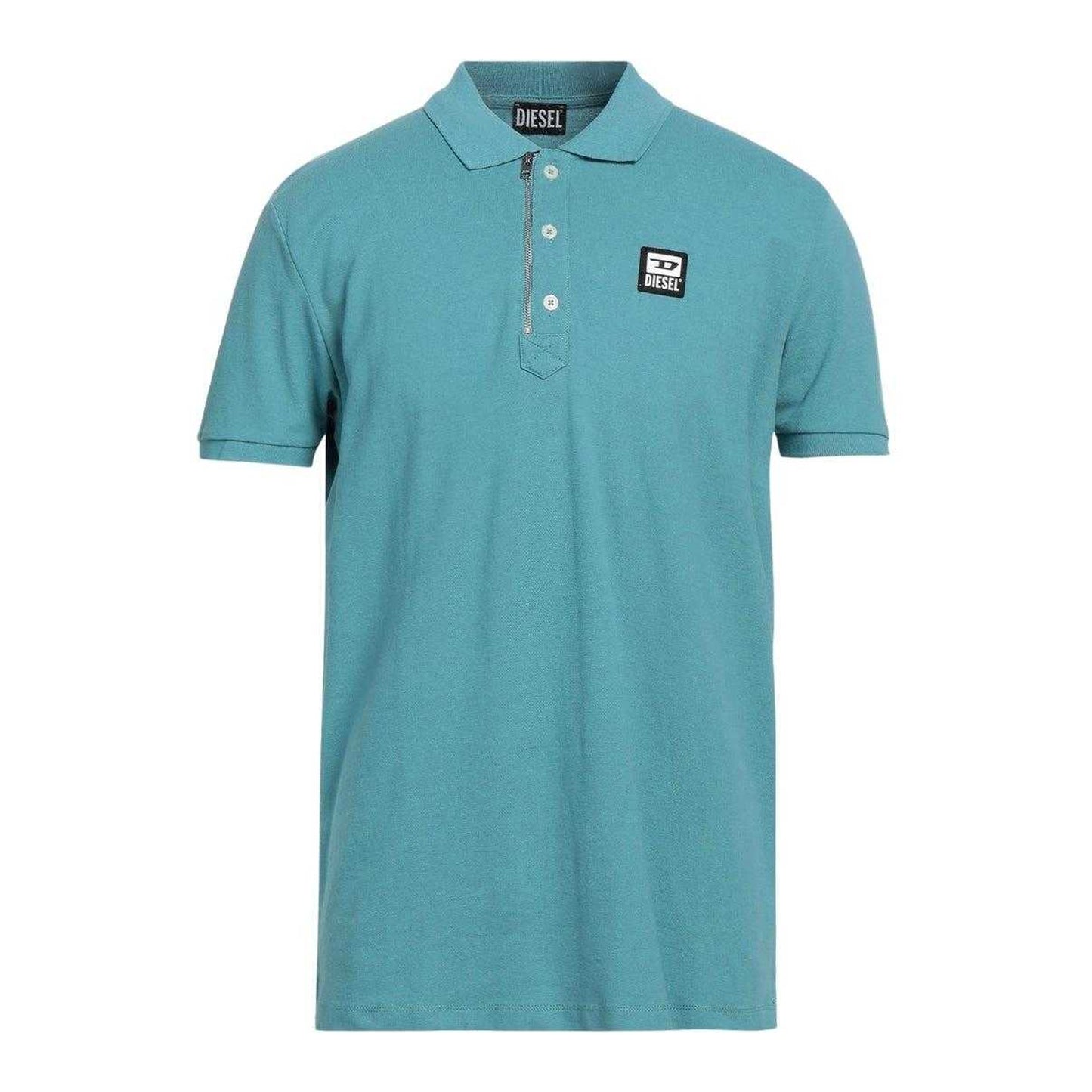 Blue - Front - Diesel Mens T-Harry Zip Neck Polo Shirt