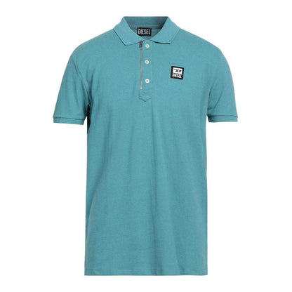 Blue - Front - Diesel Mens T-Harry Zip Neck Polo Shirt