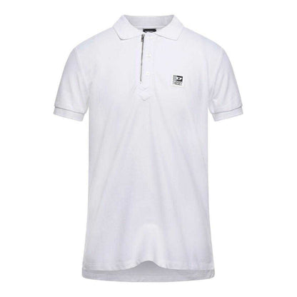 White - Front - Diesel Mens T-Harry Zip Neck Polo Shirt