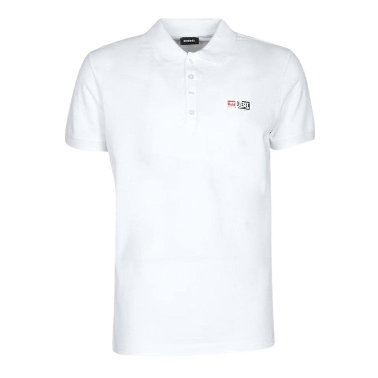 White - Front - Diesel Mens T-Weet Logo Polo Shirt
