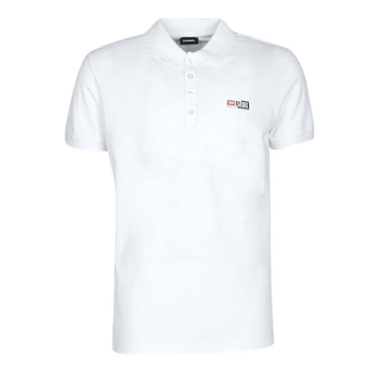 White - Front - Diesel Mens T-Weet Logo Polo Shirt