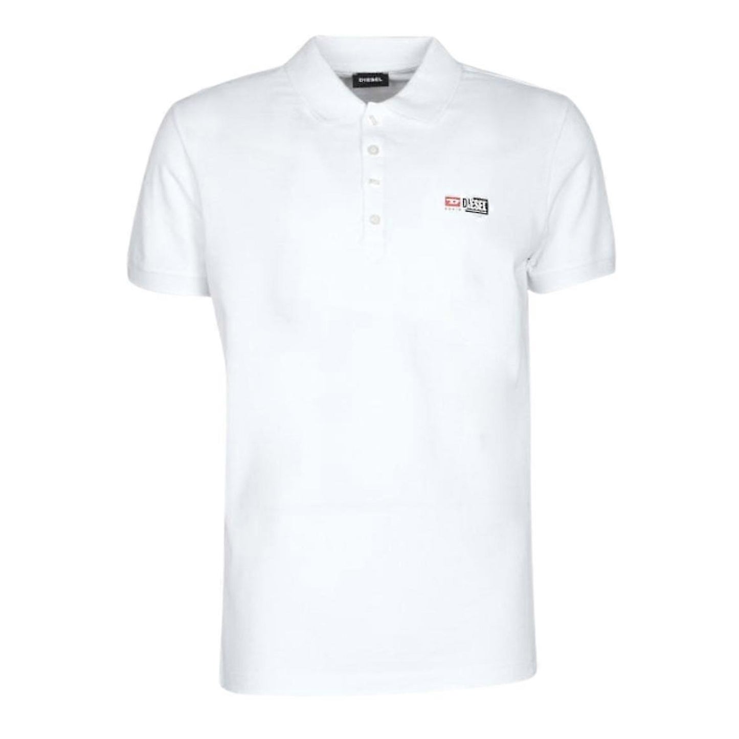 White - Front - Diesel Mens T-Weet Logo Polo Shirt
