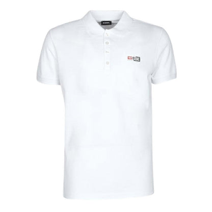 White - Front - Diesel Mens T-Weet Logo Polo Shirt