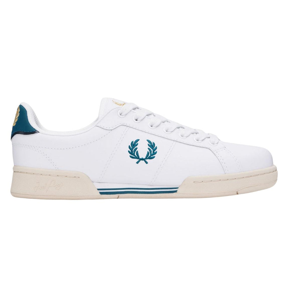 White - Side - Fred Perry Mens Bay Ocean Logo Leather Trainers