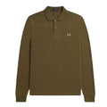 Khaki Green - Front - Fred Perry Unisex Adult Plain Long-Sleeved Polo Shirt