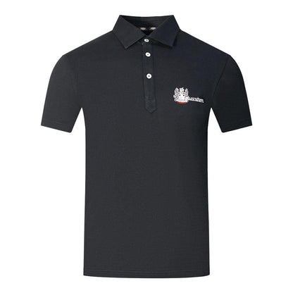 Black-White - Front - Aquascutum Unisex Adult Aldis London Logo Polo Shirt