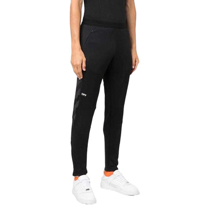 Black - Side - Off White Unisex Adult Full Diag Jogging Bottoms
