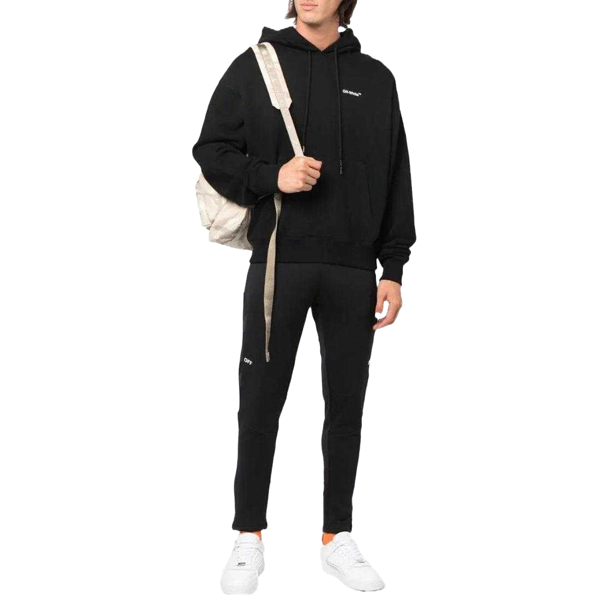 Black - Lifestyle - Off White Unisex Adult Full Diag Jogging Bottoms
