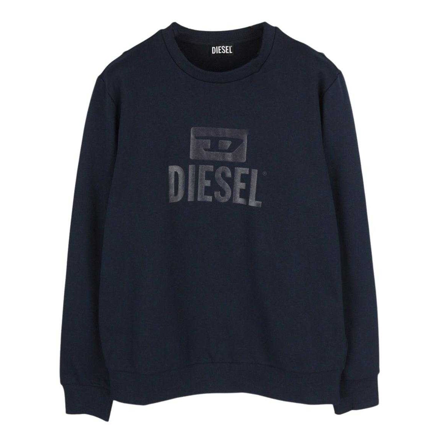 Navy Blue-Navy Blue - Front - Diesel Unisex Adult Monotone Logo Sweatshirt