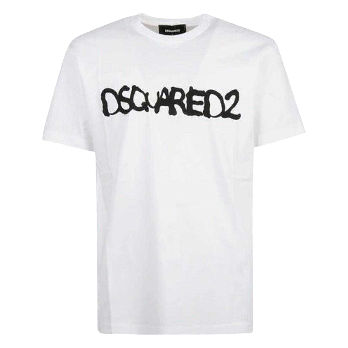 White - Front - DSquared2 Unisex Adult Scribble Spray Logo Cool Fit T-Shirt