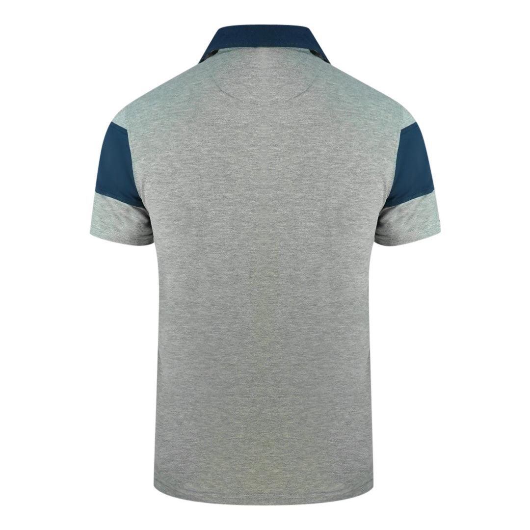 Grey-Blue - Back - Aquascutum Mens Aldis Colour Block Logo Polo Shirt