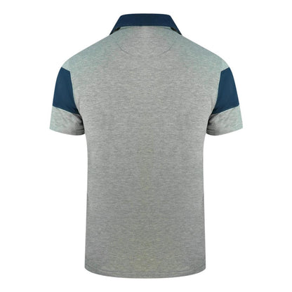 Grey-Blue - Back - Aquascutum Mens Aldis Colour Block Logo Polo Shirt