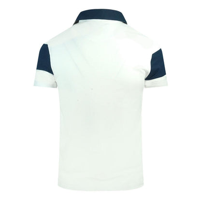White-Blue - Back - Aquascutum Mens Aldis Colour Block Logo Polo Shirt