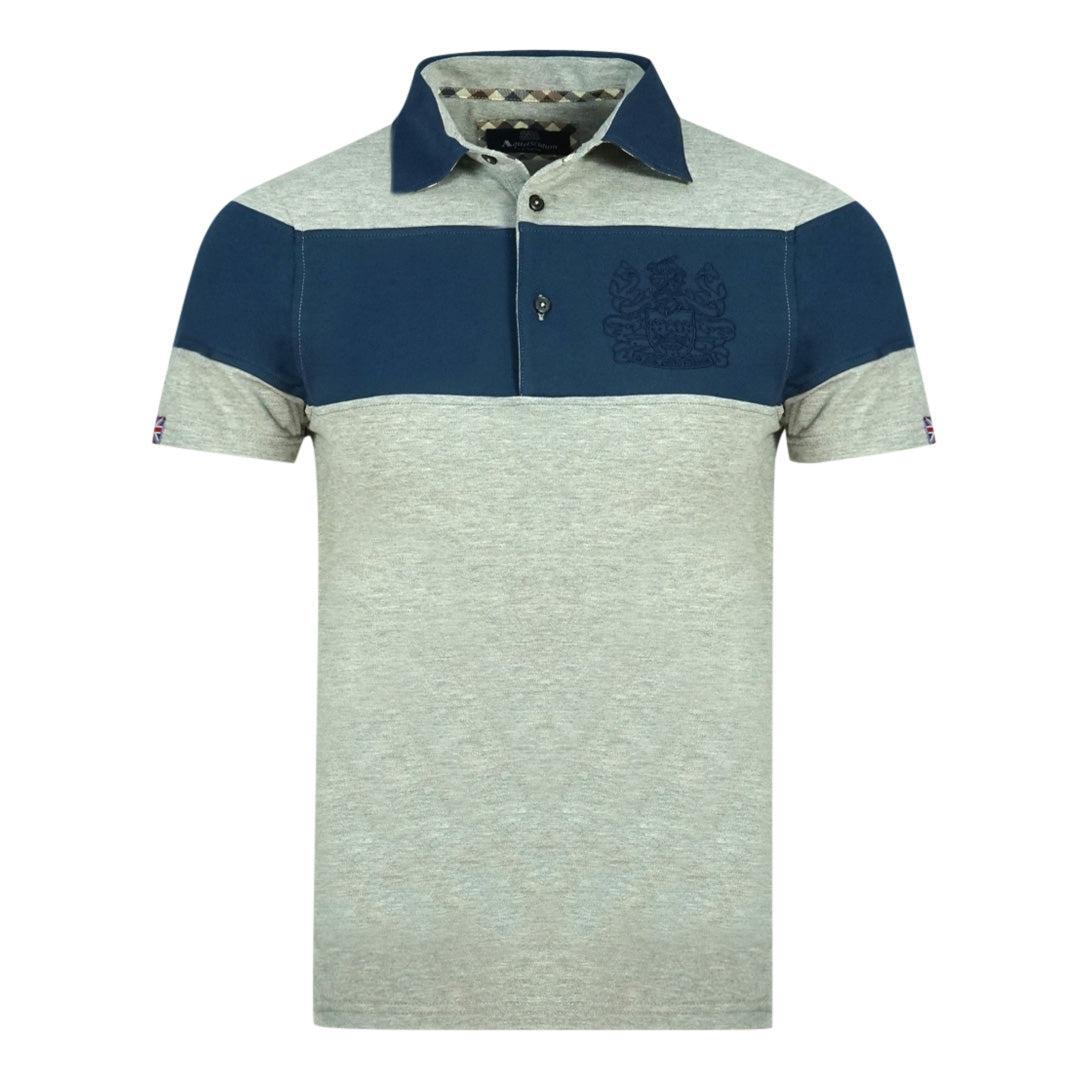 Grey-Blue - Front - Aquascutum Mens Aldis Colour Block Logo Polo Shirt