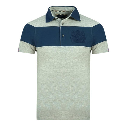 Grey-Blue - Front - Aquascutum Mens Aldis Colour Block Logo Polo Shirt