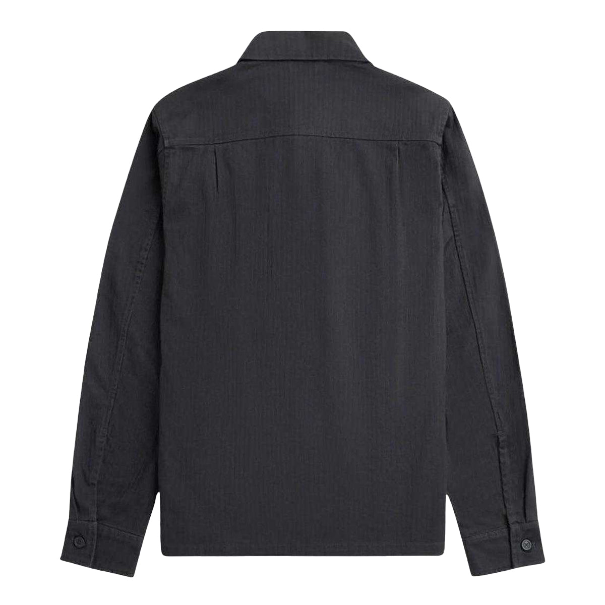 Grey - Back - Fred Perry Mens Anchor Herringbone Overshirt
