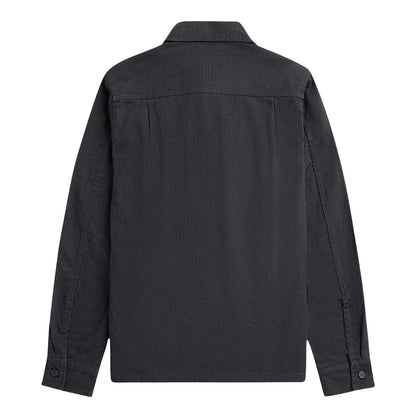 Grey - Back - Fred Perry Mens Anchor Herringbone Overshirt