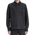 Grey - Side - Fred Perry Mens Anchor Herringbone Overshirt