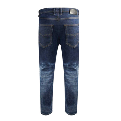 Blue - Back - Diesel Mens Narrot Leather Badge Jeans