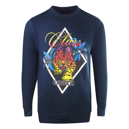 Navy Blue - Front - Cavalli Class Unisex Adult Diamond Tiger Sweatshirt