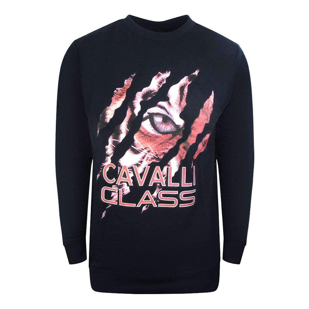 Navy Blue - Front - Cavalli Class Unisex Adult Peeking Tiger Sweatshirt
