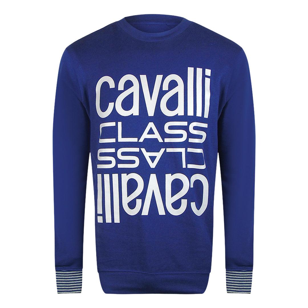 Iris Blue - Front - Cavalli Class Unisex Adult Logo Round Neck Sweatshirt