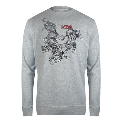 Grey Melange - Front - Cavalli Class Mens Paisley Leopards Sweatshirt