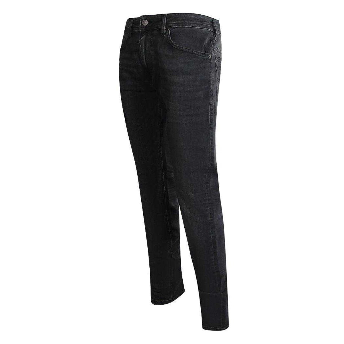 Black - Side - Diesel Mens Tommer-R Denim Faded Jeans