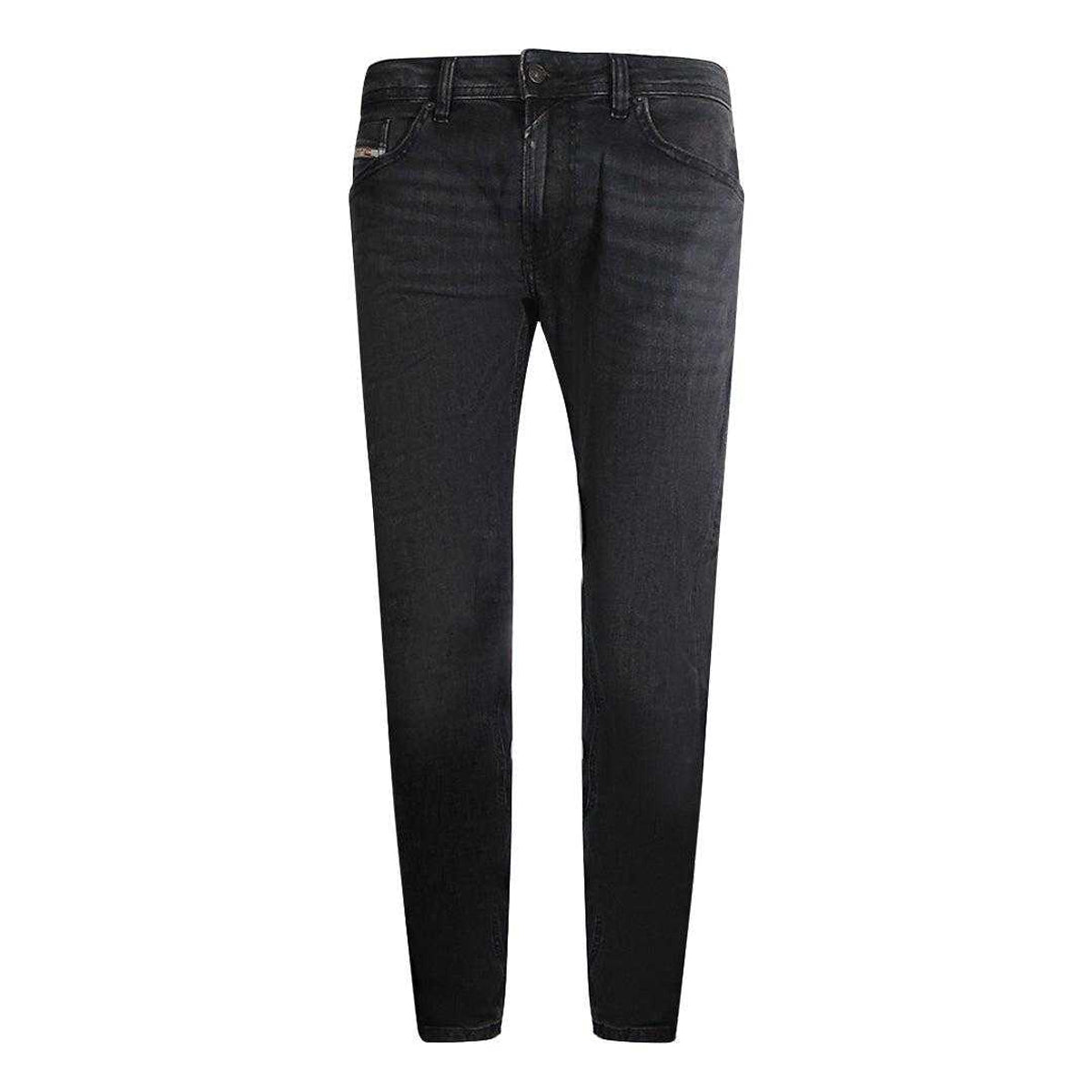 Black - Front - Diesel Mens Tommer-R Denim Faded Jeans