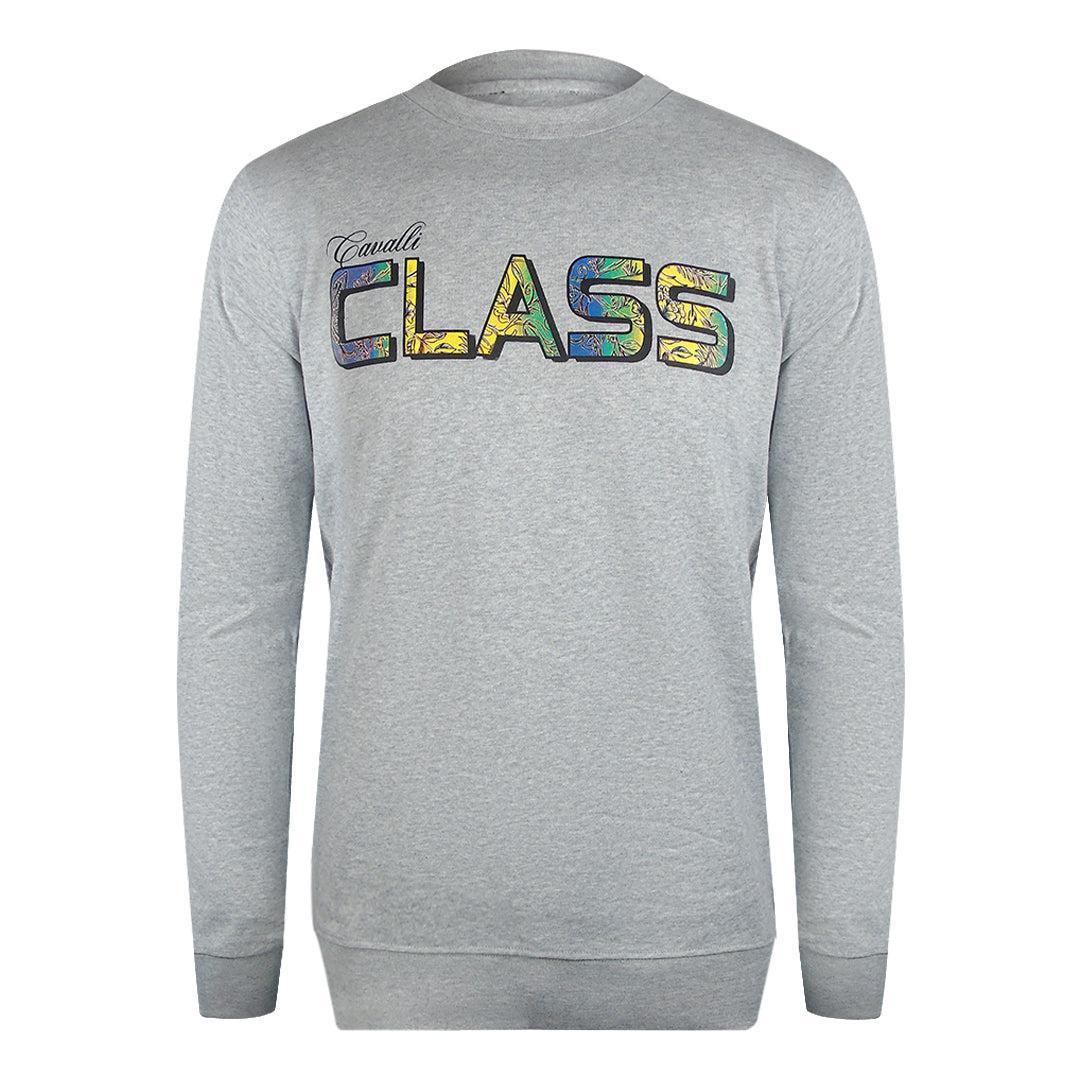 Grey Melange - Front - Cavalli Class Unisex Adult Floral Logo Sweatshirt