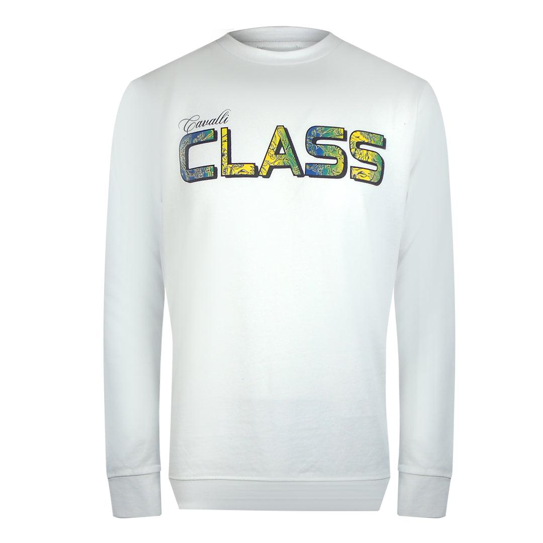 Off White - Front - Cavalli Class Unisex Adult Floral Logo Sweatshirt