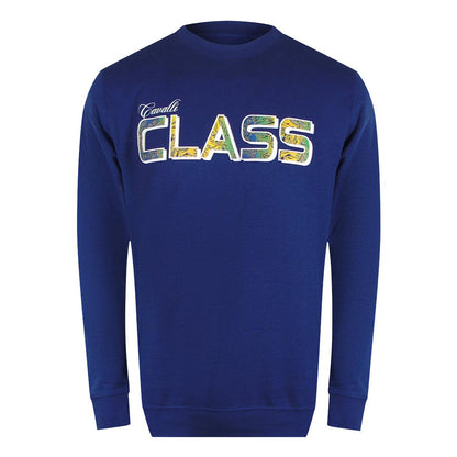 Navy Blue - Front - Cavalli Class Unisex Adult Floral Logo Sweatshirt