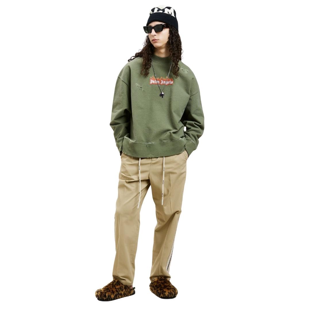 Green - Lifestyle - Palm Angels Unisex Adult Flames Sweatshirt