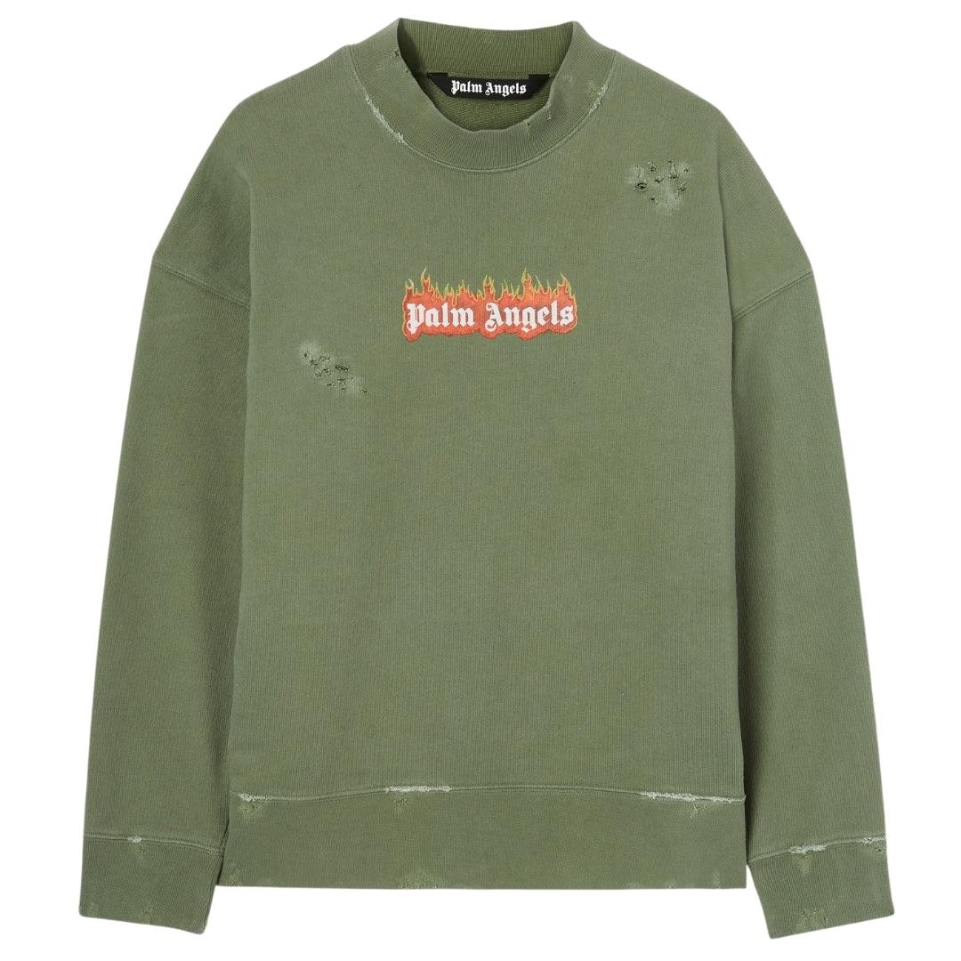 Green - Front - Palm Angels Unisex Adult Flames Sweatshirt