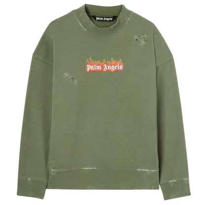 Green - Front - Palm Angels Unisex Adult Flames Sweatshirt