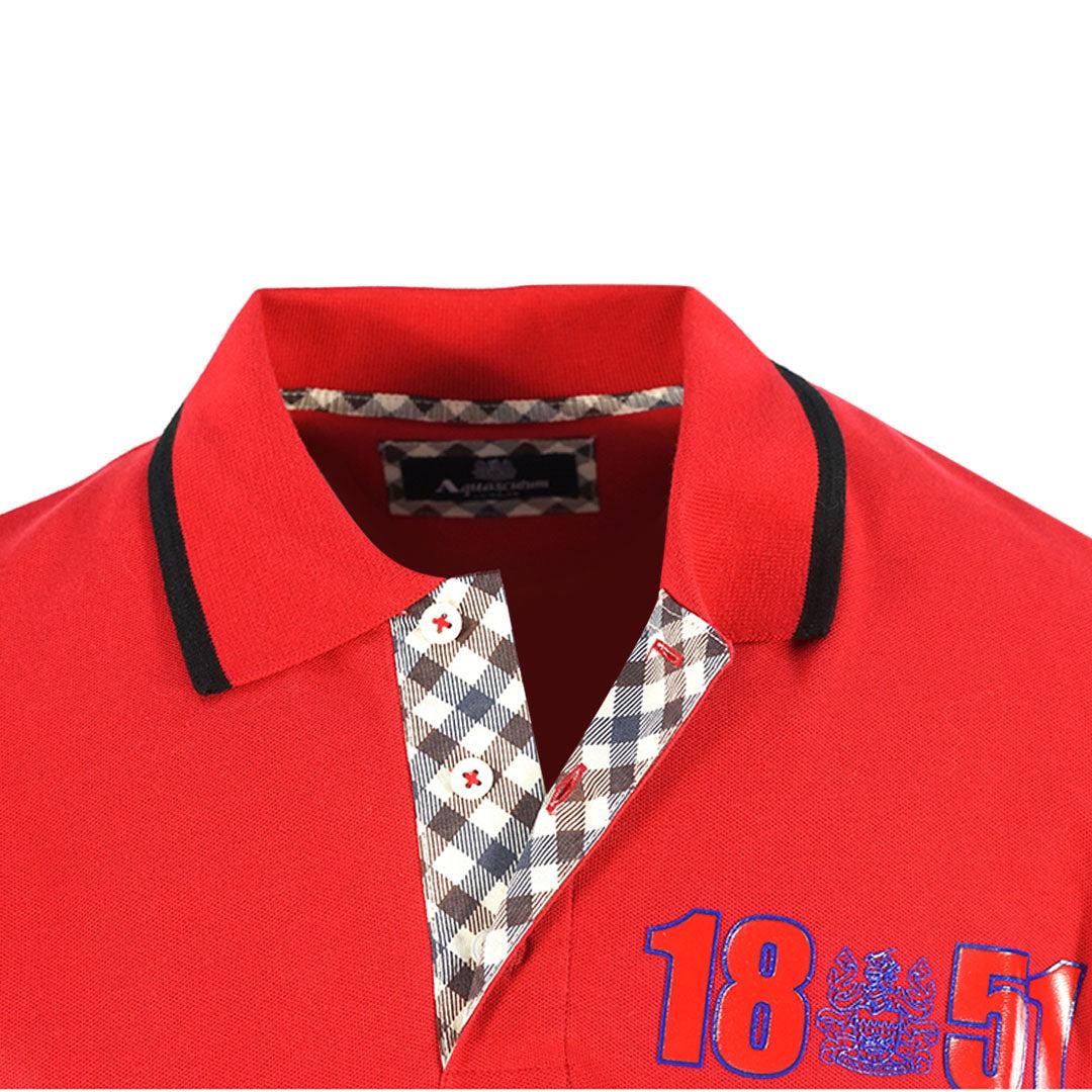 Red - Side - Aquascutum Mens London 1851 Polo Shirt