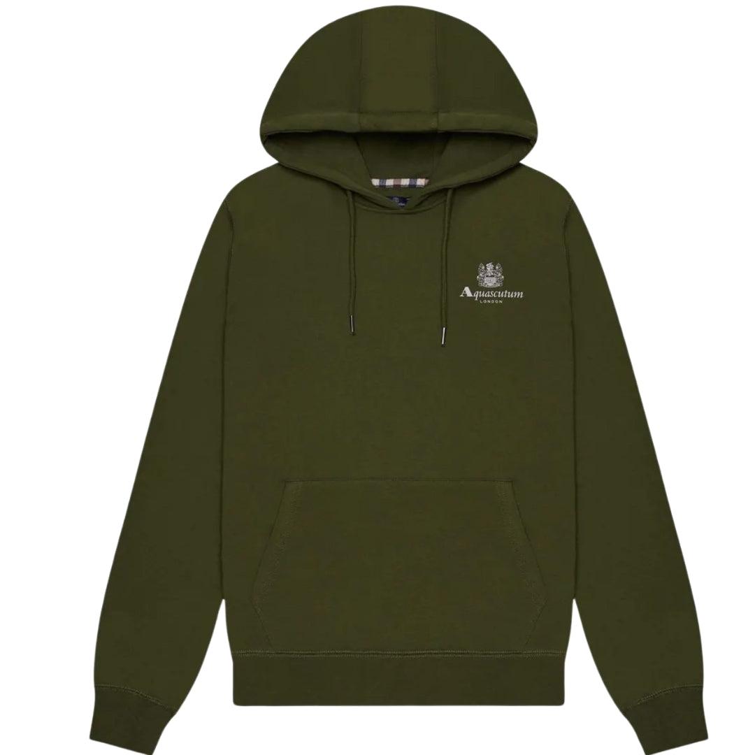 Green - Front - Aquascutum Mens Active Small Logo Hoodie