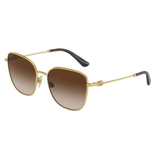 Gold-Brown - Front - Dolce Gabbana Womens-Ladies Logo Sunglasses